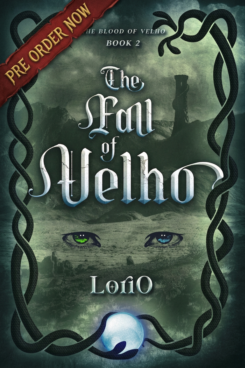 LO_TFOV_Cover_small The image is a book cover for "The Fall of Velho" by Lono, featuring a haunting and mystical design. The title is prominen...